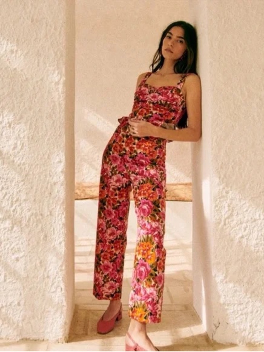 NWT Sézane Linen Blend Set in Palma Print